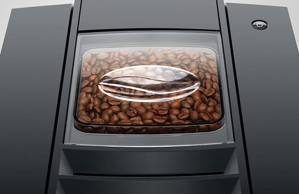 Aparat za kafu Jura E8 dark inox, detalj rezervoar za kafu u zrnu